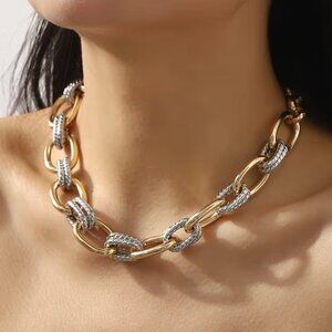 Elegant Gold and Silver Chain Necklace